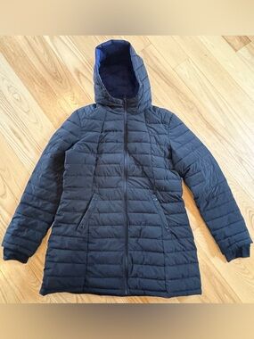 Halitech Puffer Coat XL Black Hooded Winter Jacket Zip Warm